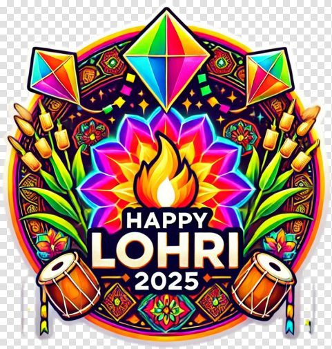 Happy Lohri 2025 Png With Punjabi Text Clipart