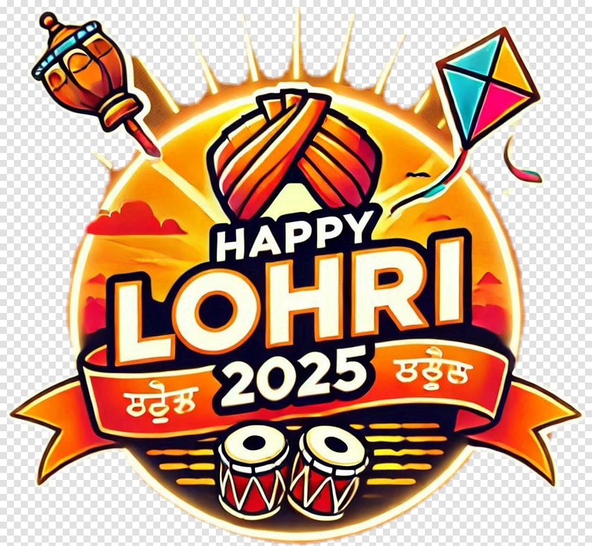 Happy Lohri Png With Colorful Background For Editing