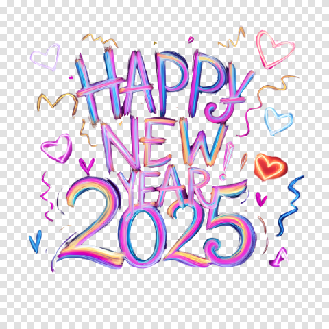 Happy New Year 2025 PNG Text For Editing HD