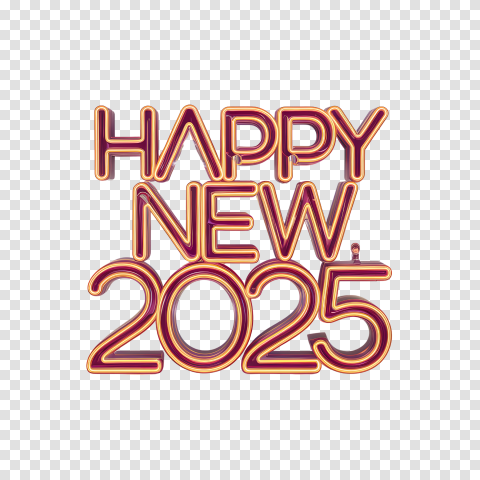 Happy New Year 2025 Text HD PNG Download