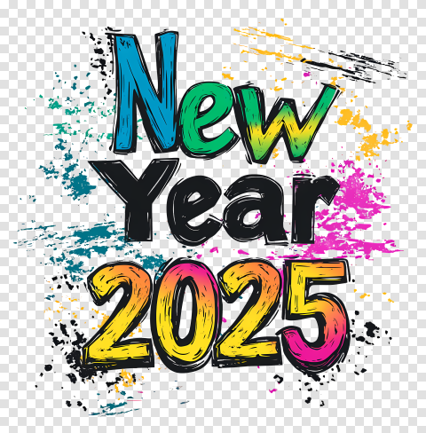 Happy New Year 2025 Transparent Background