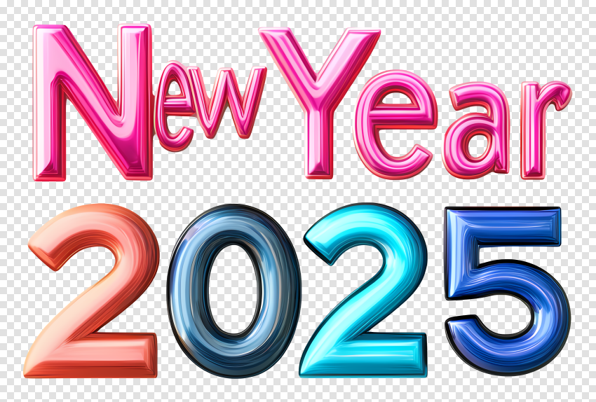 Happy New Year 2025 Transparent Background Vector Png