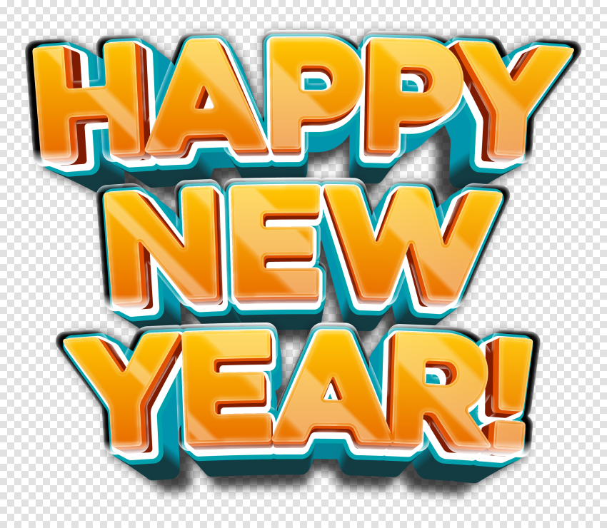 Happy New Year 3D PNG Text Download Editing HD
