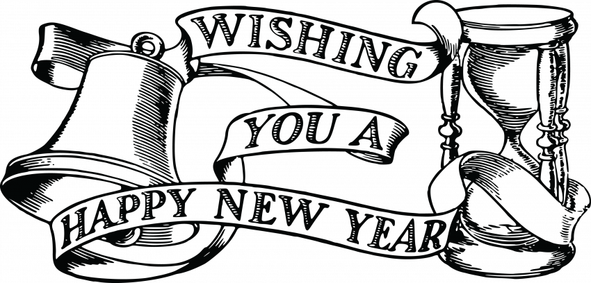 Happy New Year Black Design Transparent PNG