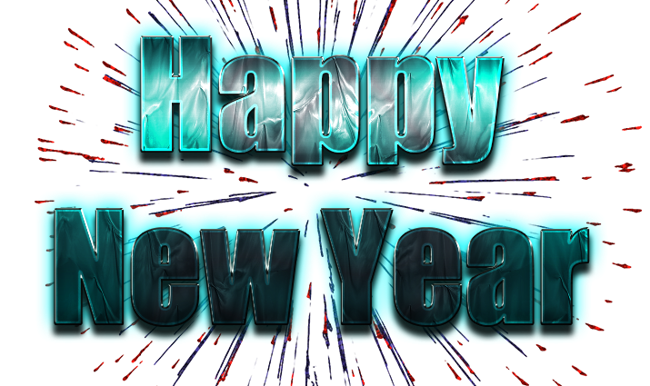 Happy New Year Blue Text Image Transparent PNG