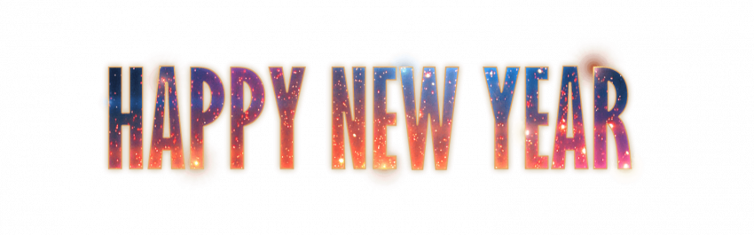 Happy New Year Gradient Text Transparent PNG