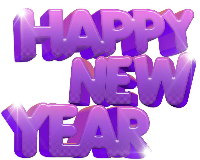Happy New Year Purple Text Transparent PNG