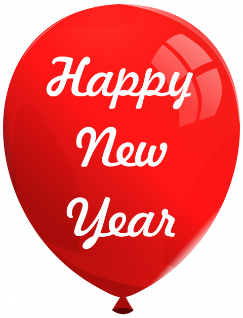 Happy New Year Red Balloon Transparent PNG