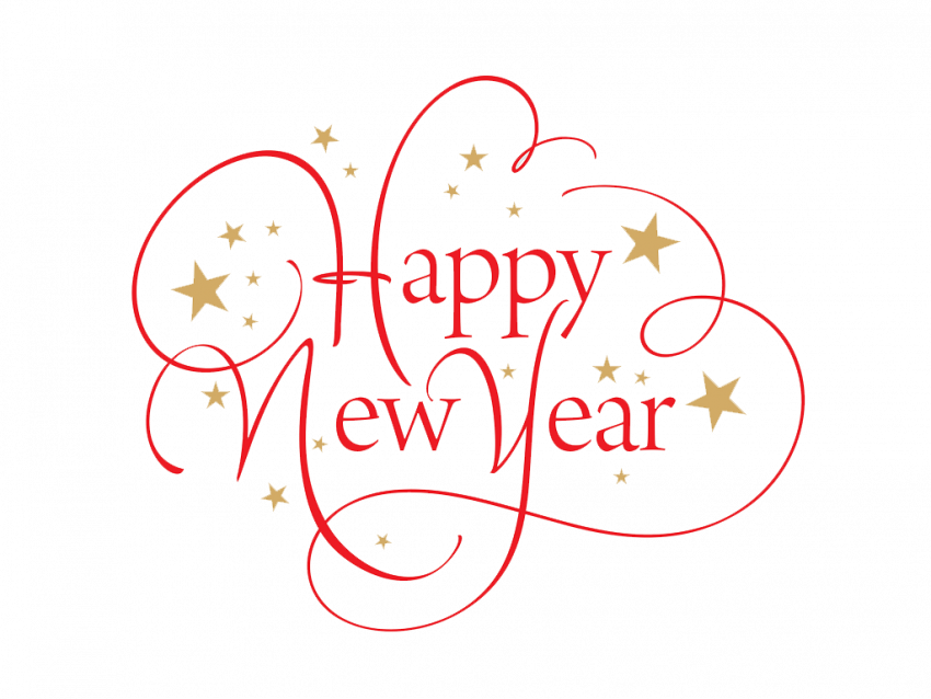 Happy New Year Red Stylish Text PNG