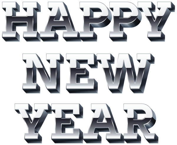 Happy New Year Silver Text PNG