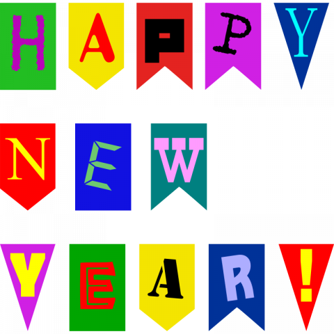 Happy New Year Text Vector PNG