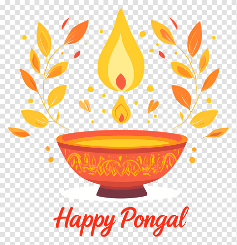 Happy Pongal Png With Diya And Stylish Text Clipart