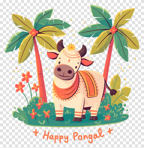 Happy Pongal Pongal Cow Png For Editing Photo