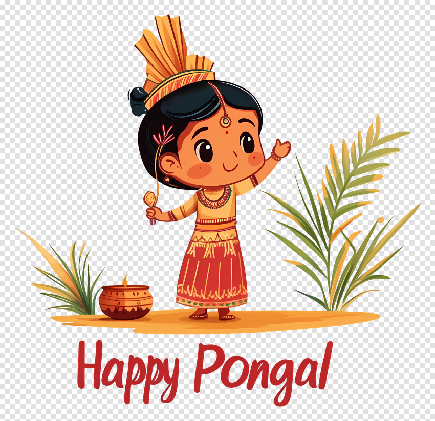 Happy Pongal Text With Girl Png Hd Clipart Download