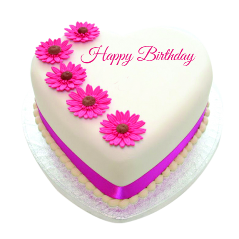 Heart Shape Happy Birthday Cake PNG