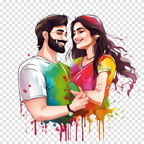 Holi Colors Holi Png Holy Couple Png Image