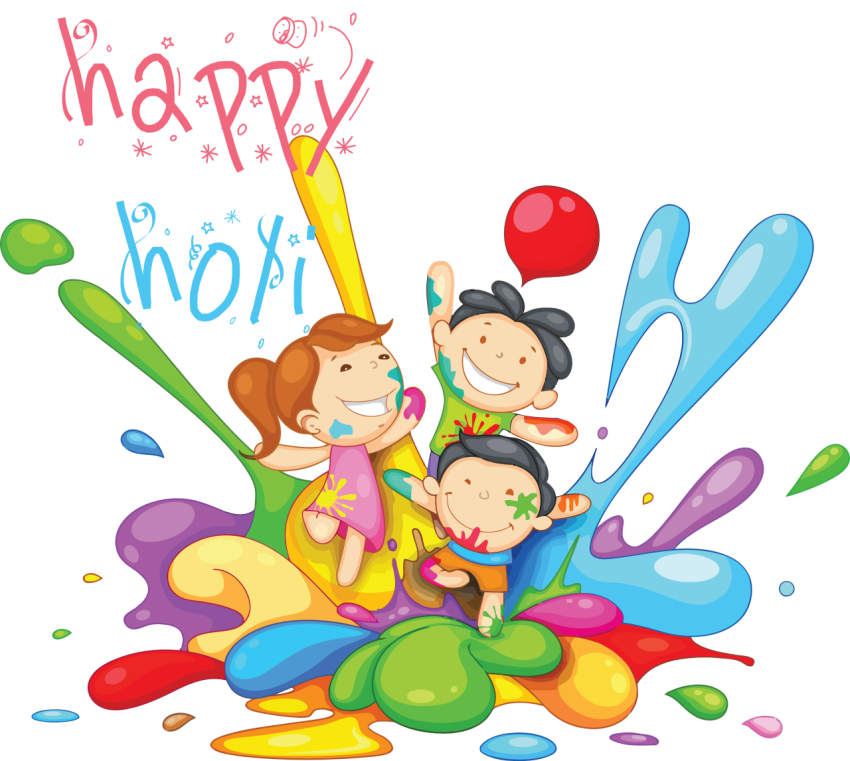 Holi PNG kids Celebrating Download