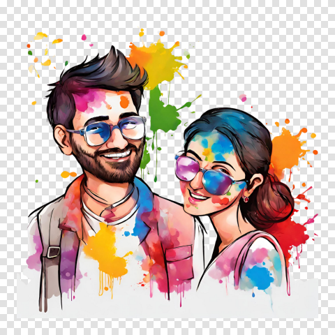 Indian Festival Colorful Couple Png For Editing Hd
