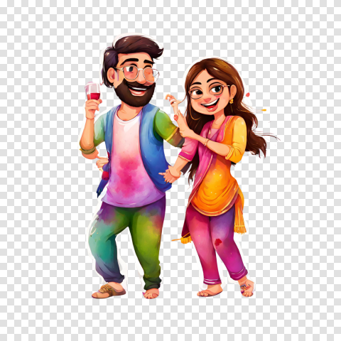 Indian Festival Colors Holi Png Holy Couple Png Image