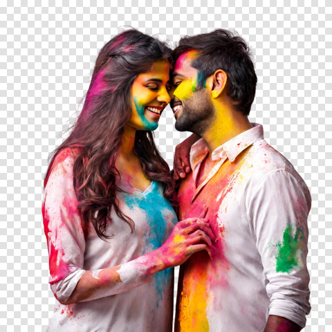 Indian Festival Holi Colors Couple Png Image Hd