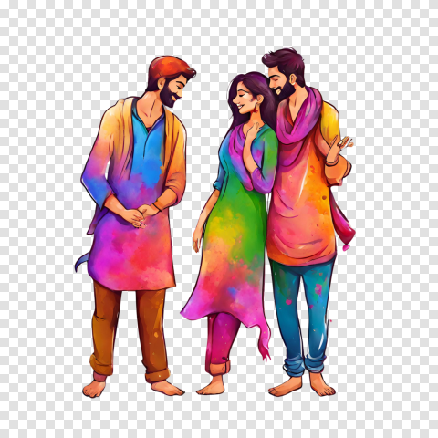 Indian Festival Holi Colors Holi Couple Png Image