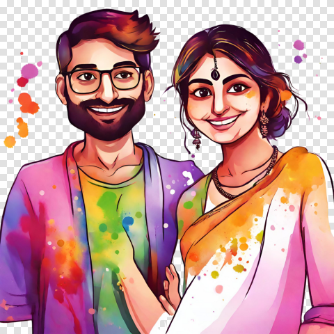 Indian Festival Holi Colors Holi Png Holy Couple Png Image