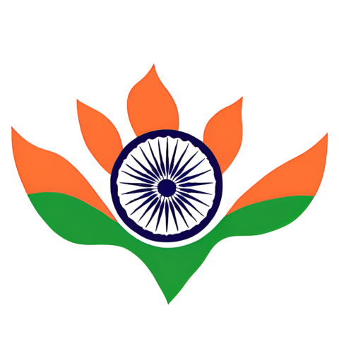 Indian flag with flower in center, symbolizing unity and peace  Perfect for 15 August Png