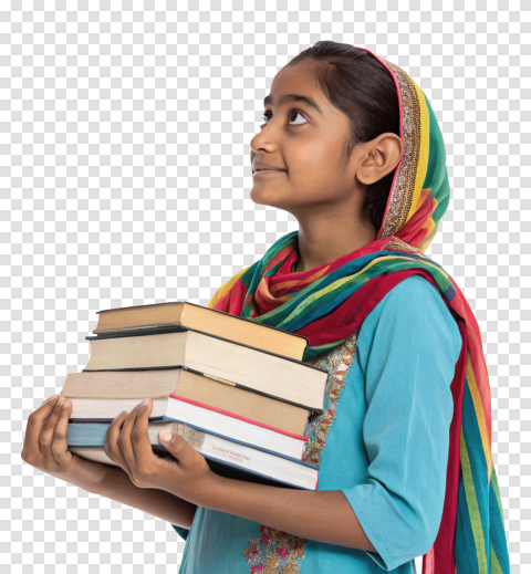 Indian Girl Student Holding Books Png Free