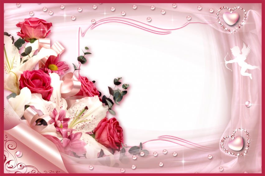 Love Rose HD Flower Frame PNG Download