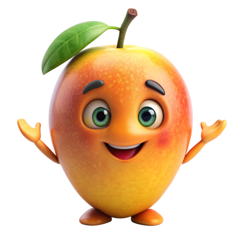 Mango fruit cartoon character png transparent background
