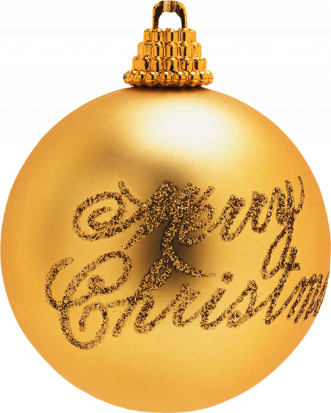 Merry Christmas Gold Baubles PNG Images Full HD