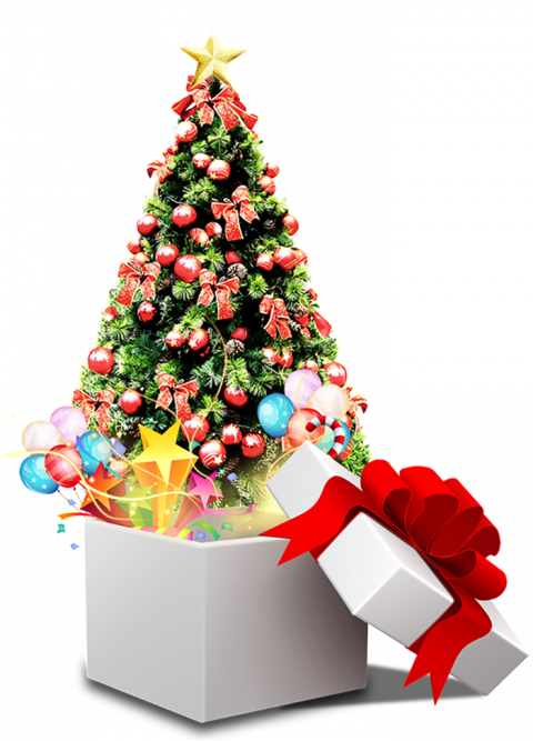 Merry Christmas Tree Clipart PNG Full HD