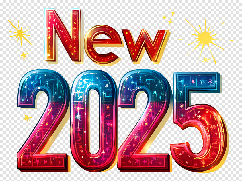 New Year 2025 Colorful Text Clipart Png