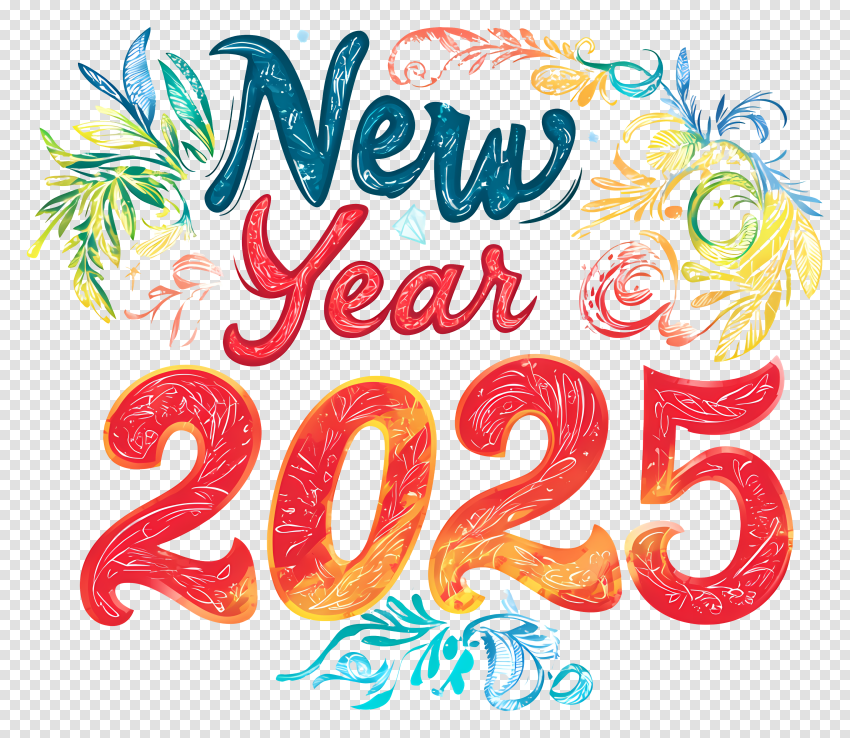 New Year 2025 Transparent Background Vector