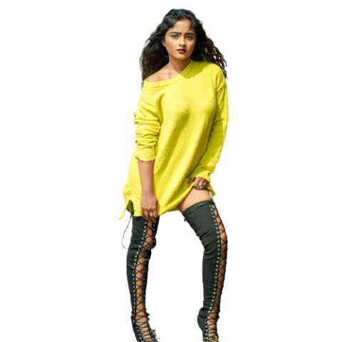 Nisha Guragain Full Body PNG in Yellow Dress