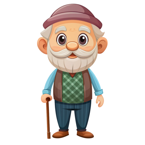 Old man cartoon character png fere vector Clipart