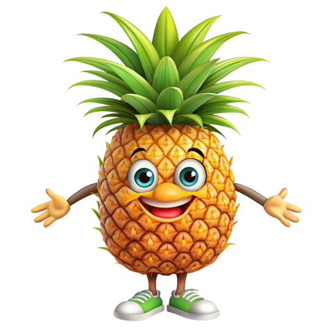 Pineapple fruit cartoon character free Png Vector Images