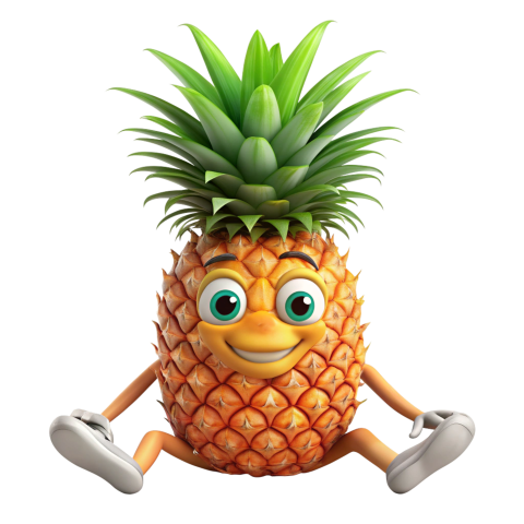 Pineapple fruit cartoon character png transparent background