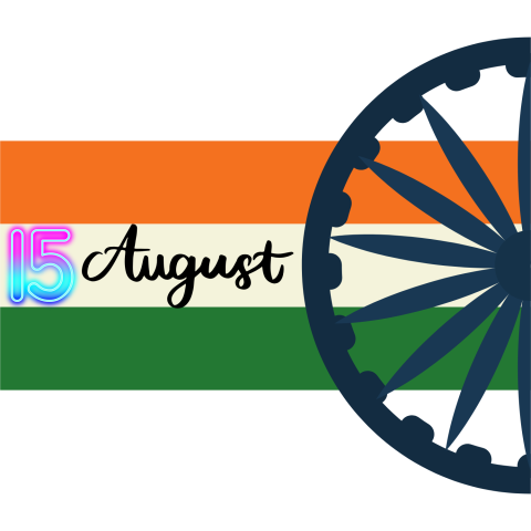 Png text August 15th in a celebratory design, symbolizing Independence Day