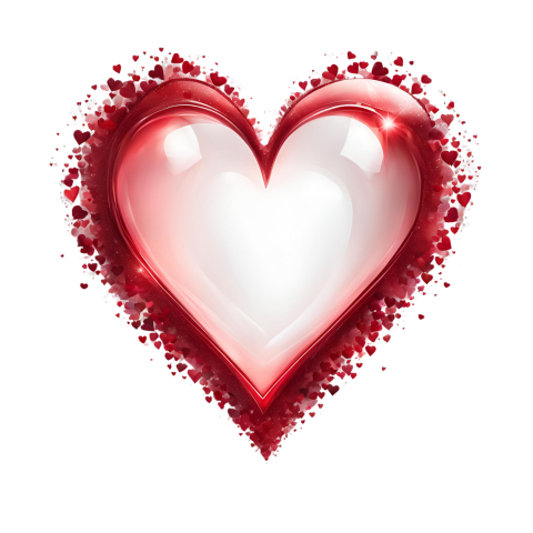 Red and white heart shaped glass on transparent background