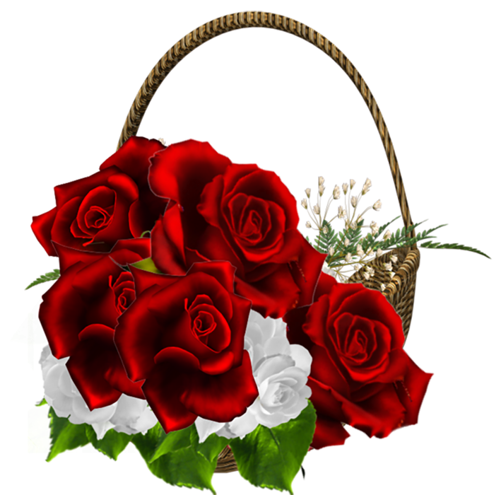 Red Rose Basket Bouquet Flower PNG