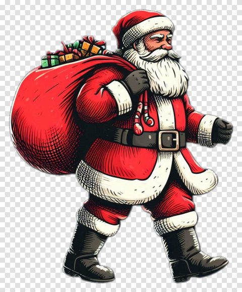Santa Claus Png With Gift Bag HD editing