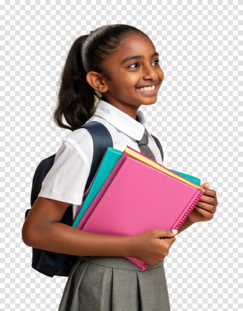 School Girl Student With Uniform Png Transparent Image