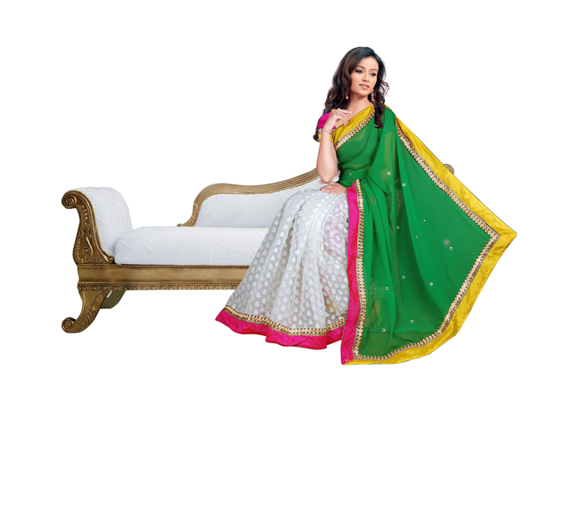 Sitting Girl PNG in Saree Free Download Full HD