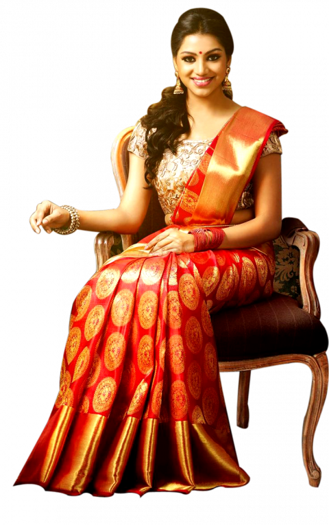 Sitting Saree Model PNG Transparent Free HD