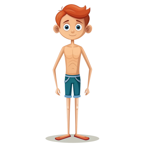Skinny cartoon character png transparent background Vector