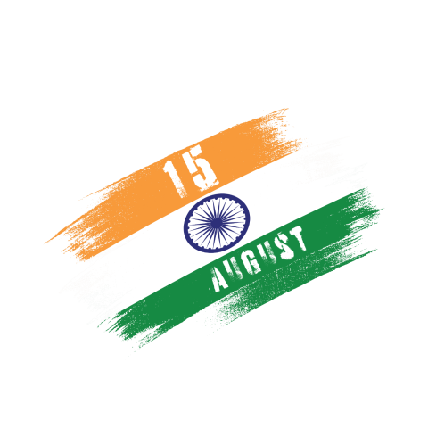 The flag of India with the words 15 August in a PNG format