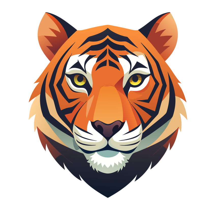 Tiger face vector png illustration transparent background free