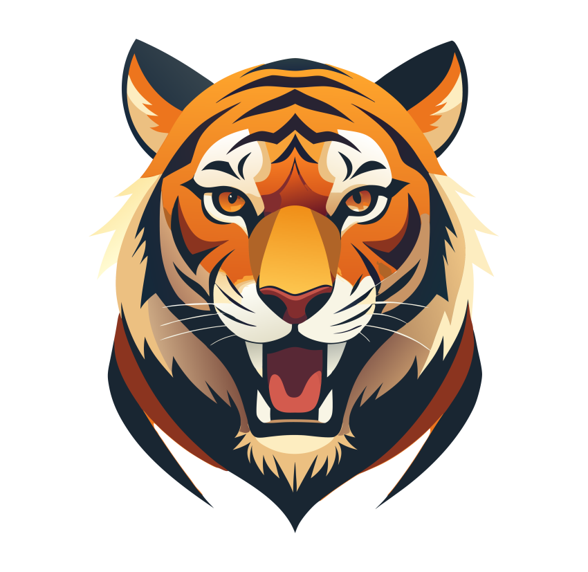Tiger Rore face Vector Illustration Png transparent background