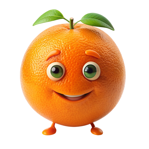 Transparent background Orange fruit cartoon character png